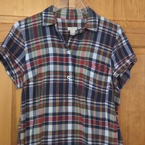 J.Crew Dress S Madras Plaid Preppy Short Sleeve 100% Cotton India